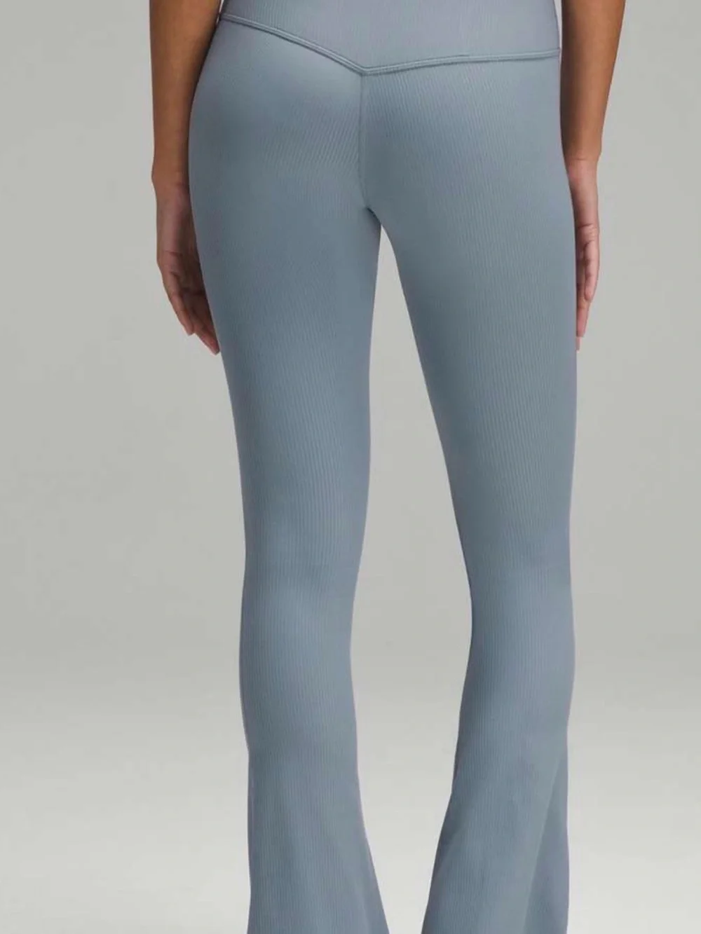 lululemon athletica Ribbed High-Waist Flared Pants in Light Gray Blue